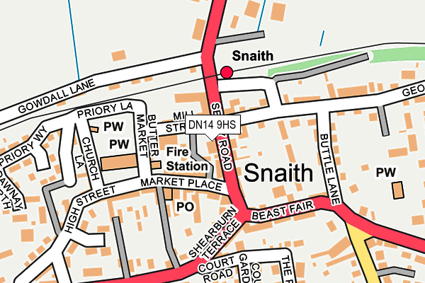 DN14 9HS map - OS OpenMap – Local (Ordnance Survey)