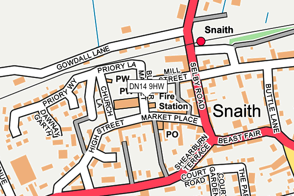 DN14 9HW map - OS OpenMap – Local (Ordnance Survey)