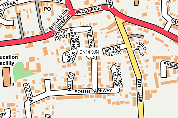 DN14 9JN map - OS OpenMap – Local (Ordnance Survey)