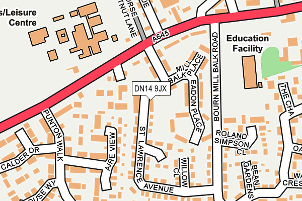 DN14 9JX map - OS OpenMap – Local (Ordnance Survey)