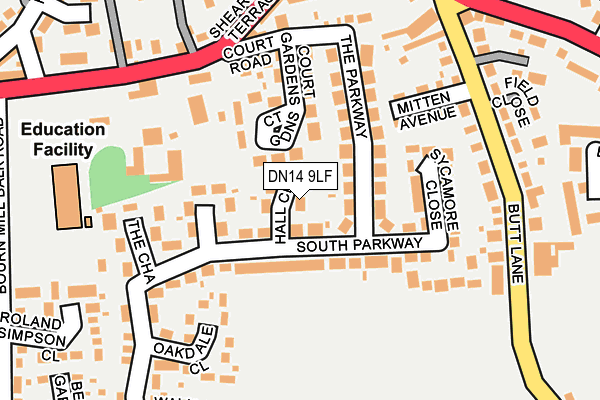 DN14 9LF map - OS OpenMap – Local (Ordnance Survey)