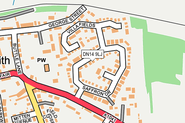 DN14 9LJ map - OS OpenMap – Local (Ordnance Survey)