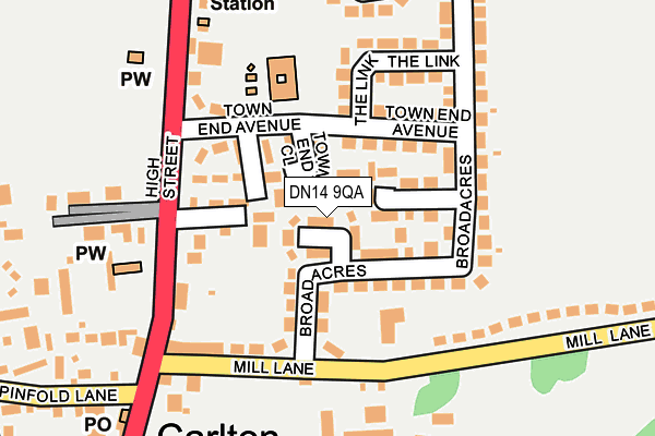 DN14 9QA map - OS OpenMap – Local (Ordnance Survey)