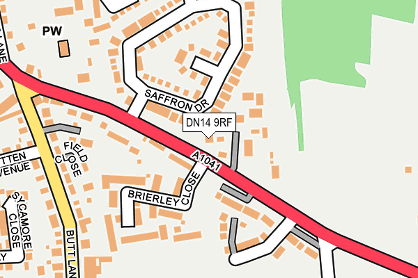 DN14 9RF map - OS OpenMap – Local (Ordnance Survey)