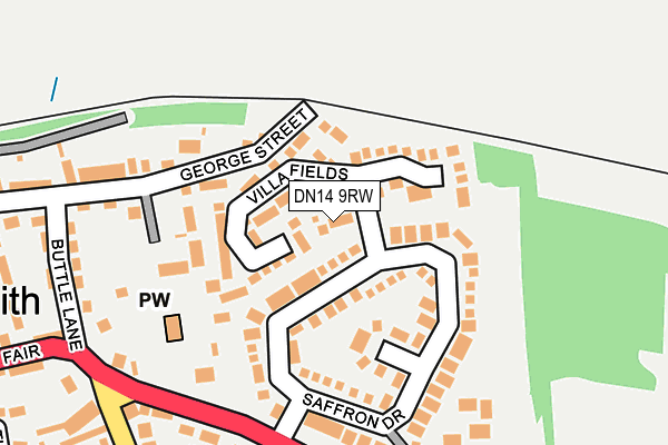 DN14 9RW map - OS OpenMap – Local (Ordnance Survey)