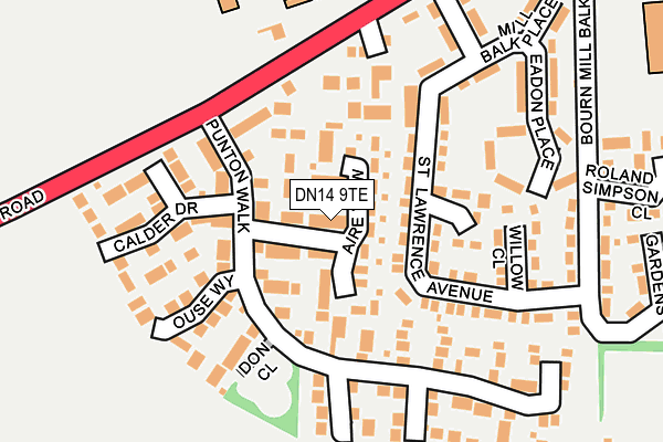 DN14 9TE map - OS OpenMap – Local (Ordnance Survey)