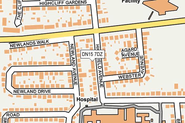DN15 7DZ map - OS OpenMap – Local (Ordnance Survey)