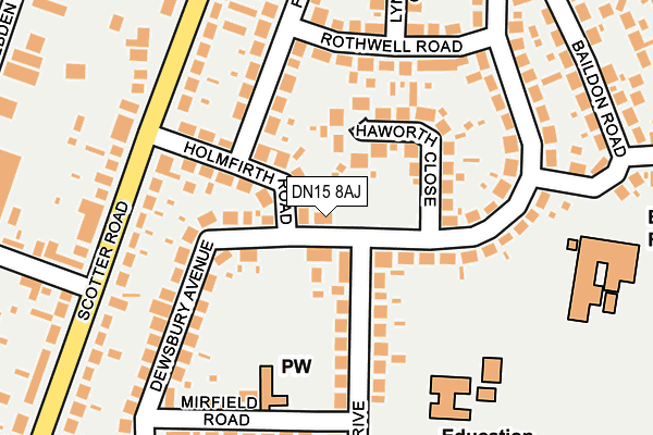 DN15 8AJ map - OS OpenMap – Local (Ordnance Survey)