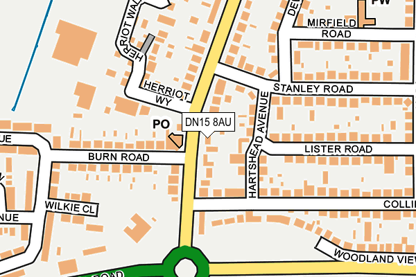 DN15 8AU map - OS OpenMap – Local (Ordnance Survey)