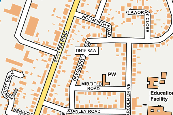DN15 8AW map - OS OpenMap – Local (Ordnance Survey)