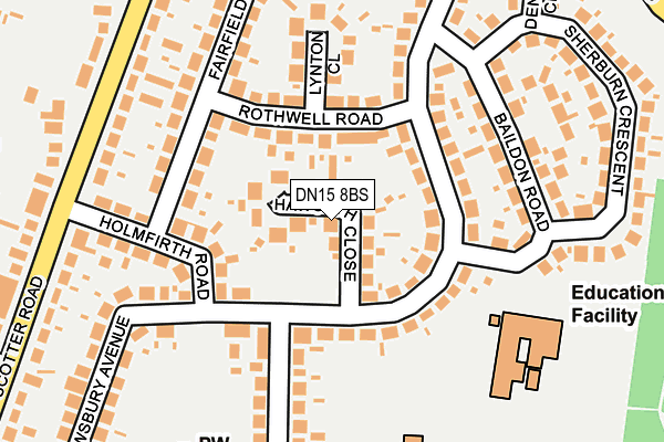 DN15 8BS map - OS OpenMap – Local (Ordnance Survey)