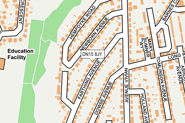 DN15 8JY map - OS OpenMap – Local (Ordnance Survey)