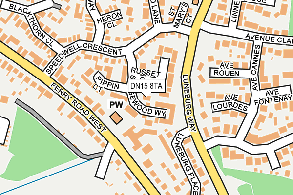 DN15 8TA map - OS OpenMap – Local (Ordnance Survey)