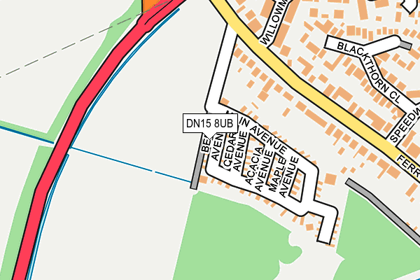 DN15 8UB map - OS OpenMap – Local (Ordnance Survey)