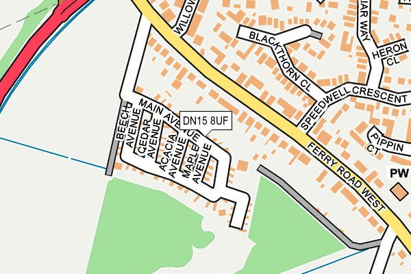 DN15 8UF map - OS OpenMap – Local (Ordnance Survey)