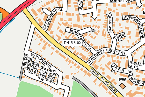 DN15 8UQ map - OS OpenMap – Local (Ordnance Survey)