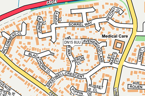 DN15 8UU map - OS OpenMap – Local (Ordnance Survey)