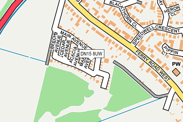 DN15 8UW map - OS OpenMap – Local (Ordnance Survey)