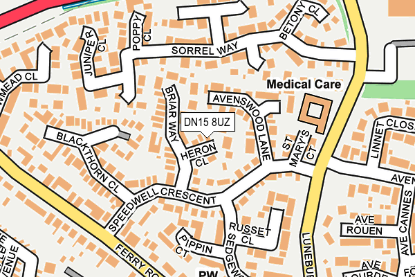 DN15 8UZ map - OS OpenMap – Local (Ordnance Survey)
