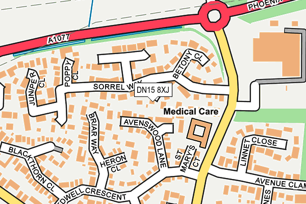 DN15 8XJ map - OS OpenMap – Local (Ordnance Survey)
