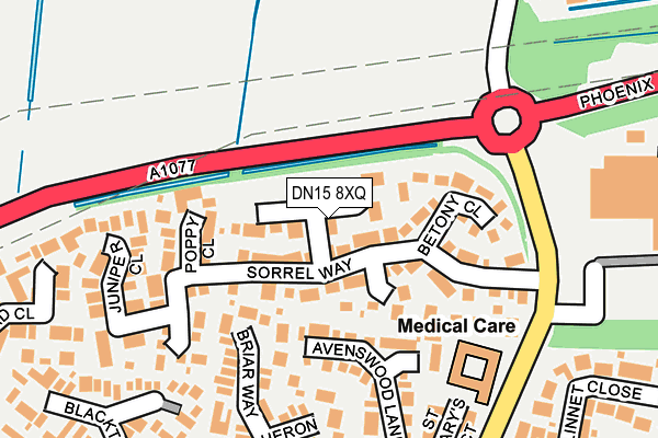 DN15 8XQ map - OS OpenMap – Local (Ordnance Survey)
