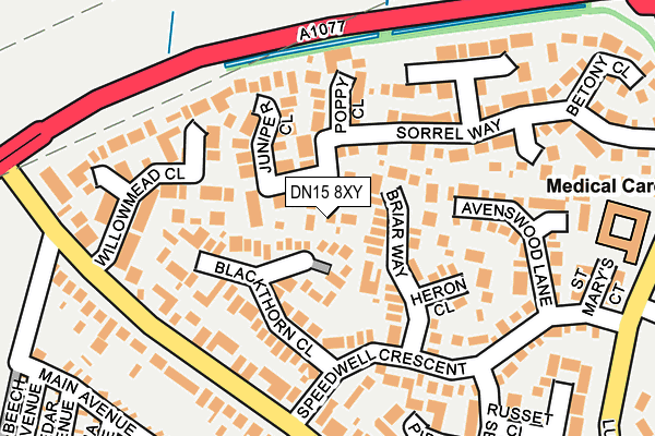 DN15 8XY map - OS OpenMap – Local (Ordnance Survey)