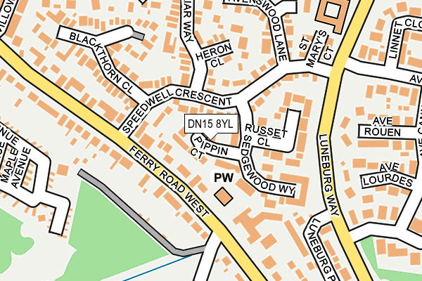 DN15 8YL map - OS OpenMap – Local (Ordnance Survey)