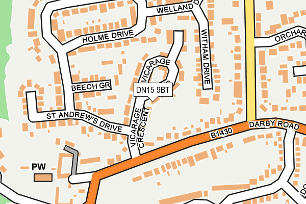 DN15 9BT map - OS OpenMap – Local (Ordnance Survey)