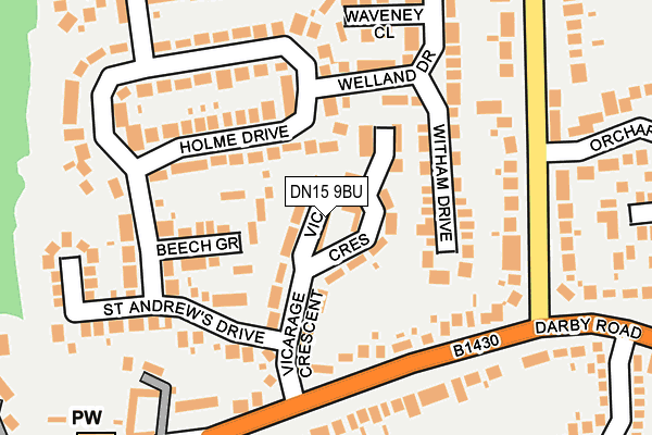 DN15 9BU map - OS OpenMap – Local (Ordnance Survey)