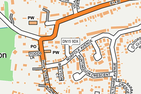 DN15 9DX map - OS OpenMap – Local (Ordnance Survey)
