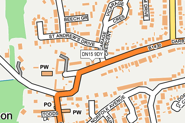 DN15 9DY map - OS OpenMap – Local (Ordnance Survey)