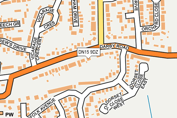DN15 9DZ map - OS OpenMap – Local (Ordnance Survey)