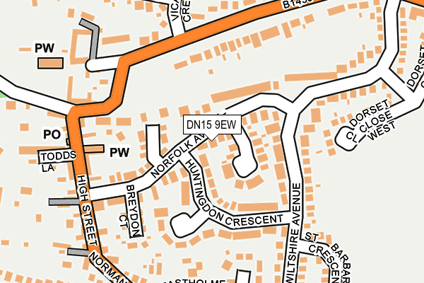 DN15 9EW map - OS OpenMap – Local (Ordnance Survey)