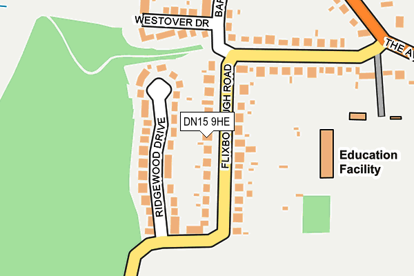 DN15 9HE map - OS OpenMap – Local (Ordnance Survey)