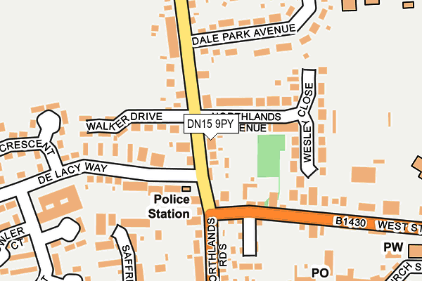 DN15 9PY map - OS OpenMap – Local (Ordnance Survey)