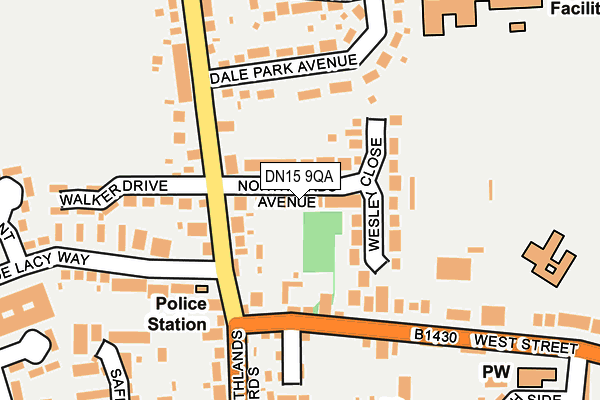 DN15 9QA map - OS OpenMap – Local (Ordnance Survey)