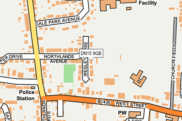 DN15 9QB map - OS OpenMap – Local (Ordnance Survey)