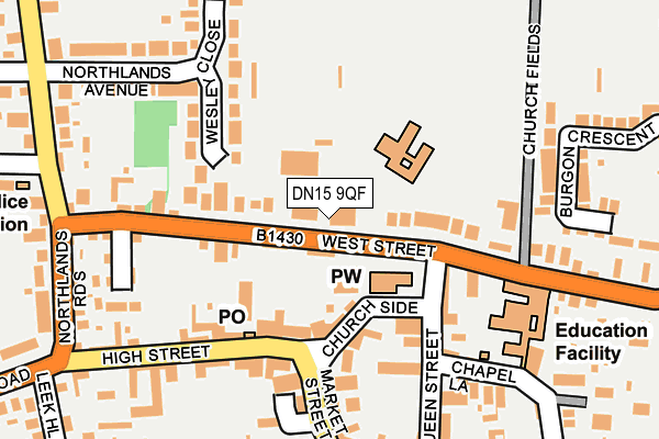 DN15 9QF map - OS OpenMap – Local (Ordnance Survey)