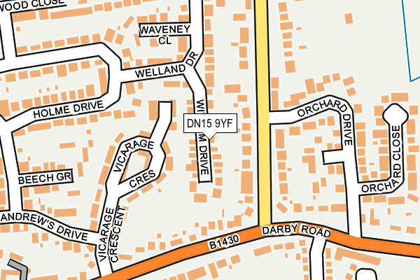 DN15 9YF map - OS OpenMap – Local (Ordnance Survey)