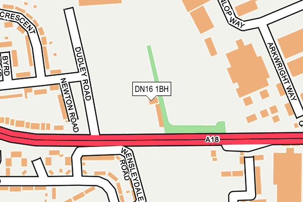 DN16 1BH map - OS OpenMap – Local (Ordnance Survey)