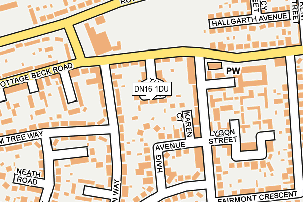 DN16 1DU map - OS OpenMap – Local (Ordnance Survey)