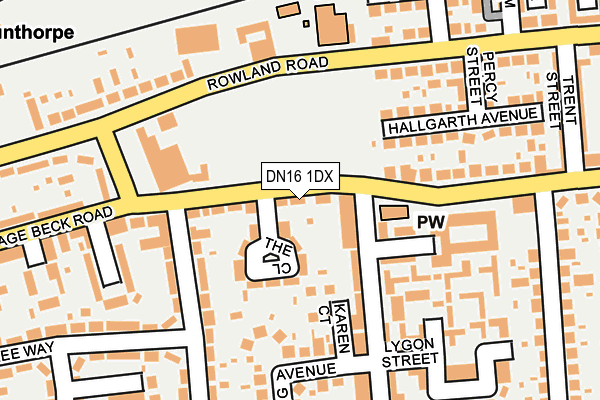 DN16 1DX map - OS OpenMap – Local (Ordnance Survey)