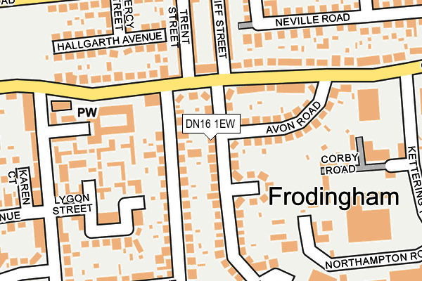 DN16 1EW map - OS OpenMap – Local (Ordnance Survey)
