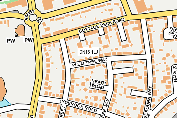 DN16 1LJ map - OS OpenMap – Local (Ordnance Survey)