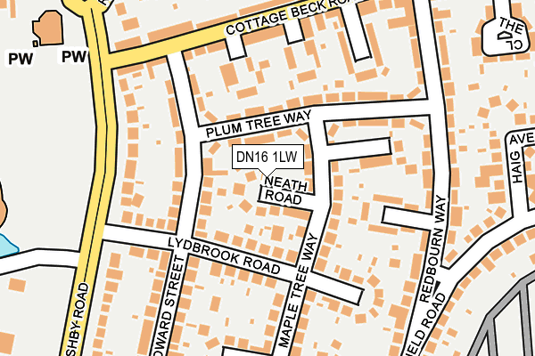 DN16 1LW map - OS OpenMap – Local (Ordnance Survey)