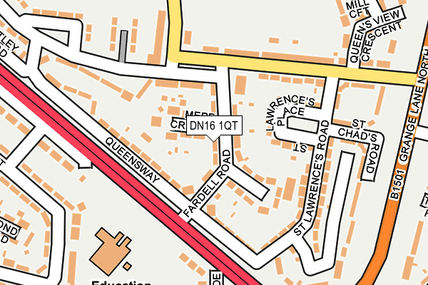 DN16 1QT map - OS OpenMap – Local (Ordnance Survey)