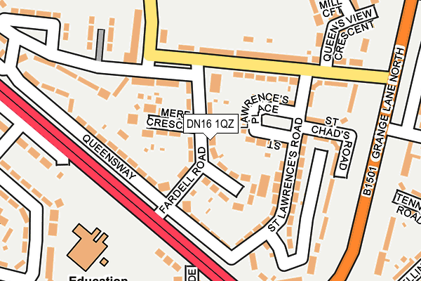 DN16 1QZ map - OS OpenMap – Local (Ordnance Survey)