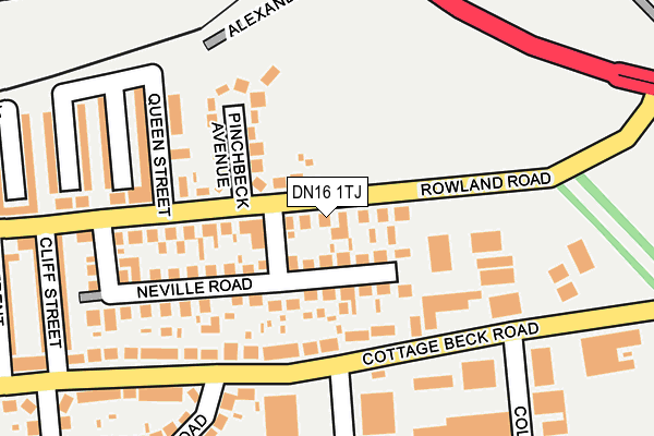 DN16 1TJ map - OS OpenMap – Local (Ordnance Survey)