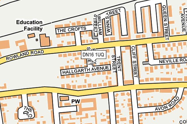 DN16 1UQ map - OS OpenMap – Local (Ordnance Survey)