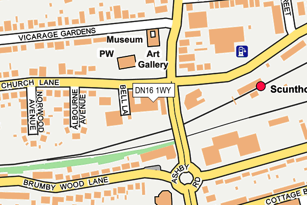 DN16 1WY map - OS OpenMap – Local (Ordnance Survey)